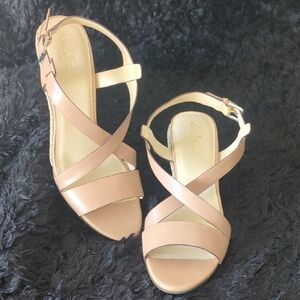 Cole Haan Blush Tan Crisscross Ankle Strap Sandals